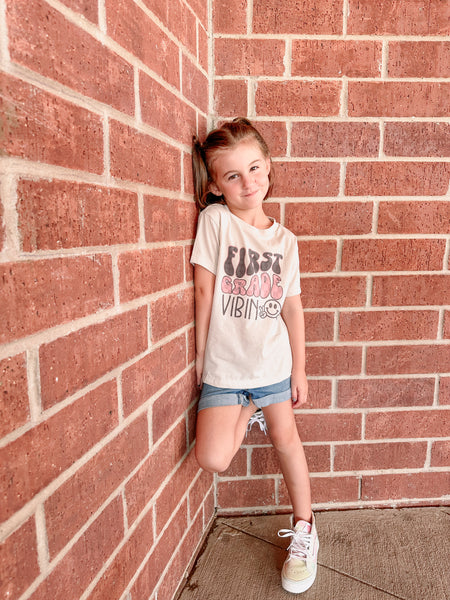 First Grade Check-My-Vibe Tee