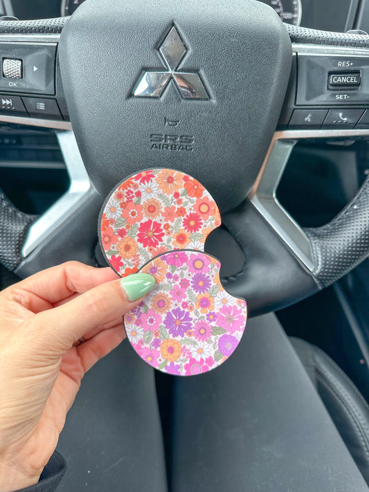 Bright Floral Car Coaster Set *2 Options*