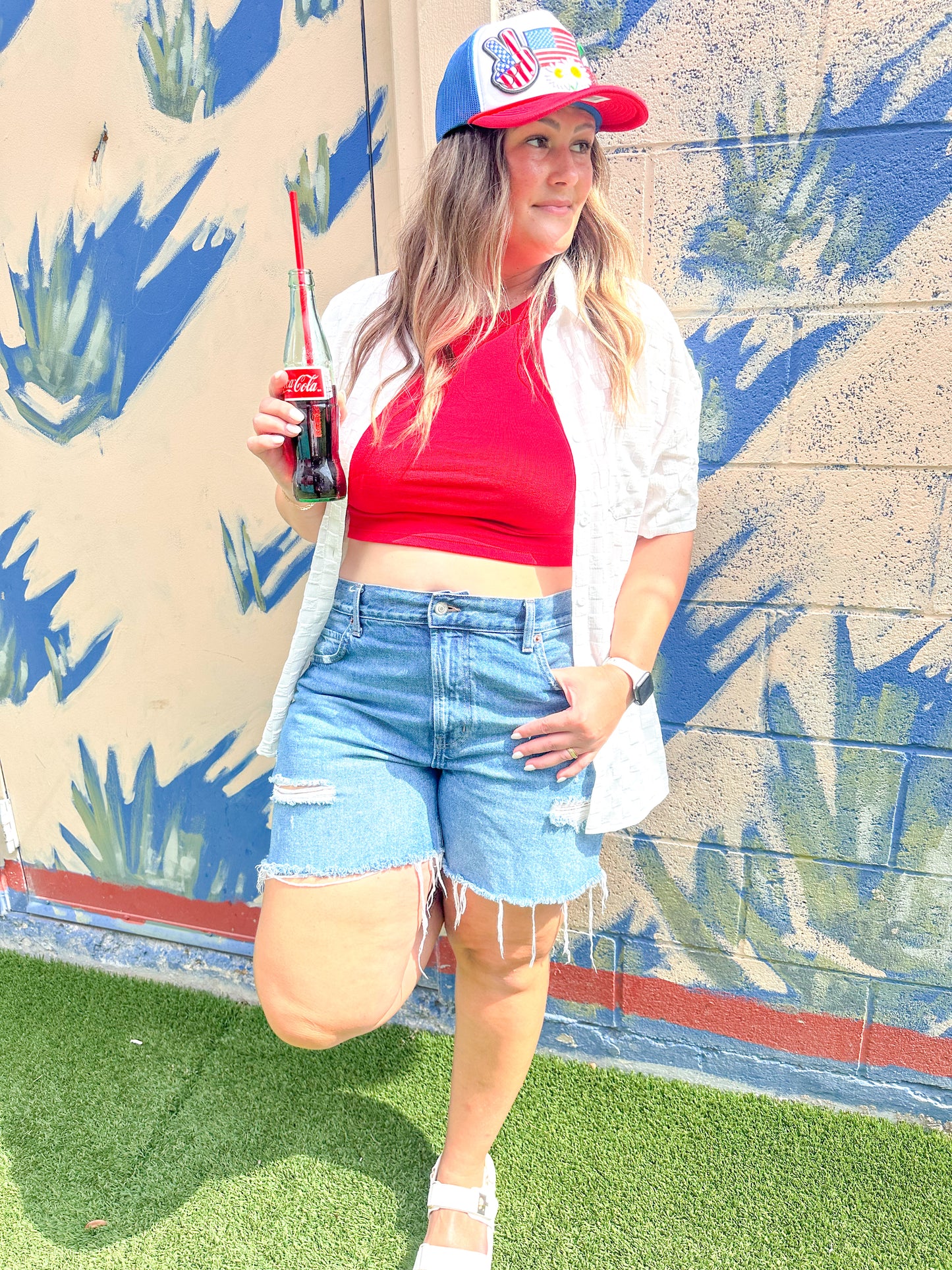 Red Ribbed Crop Tank Top