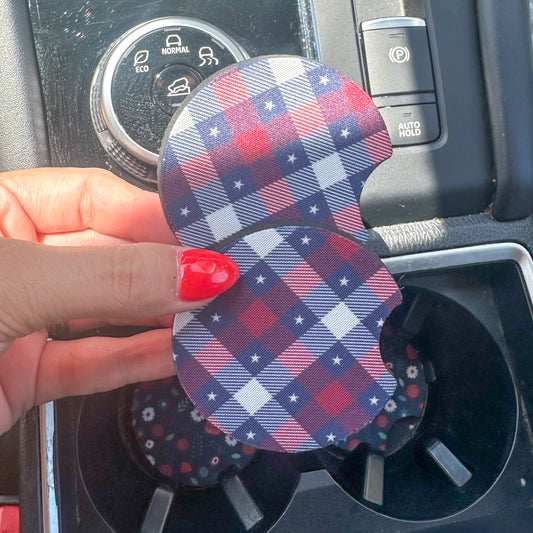 Vintage Plaid Car Coasters