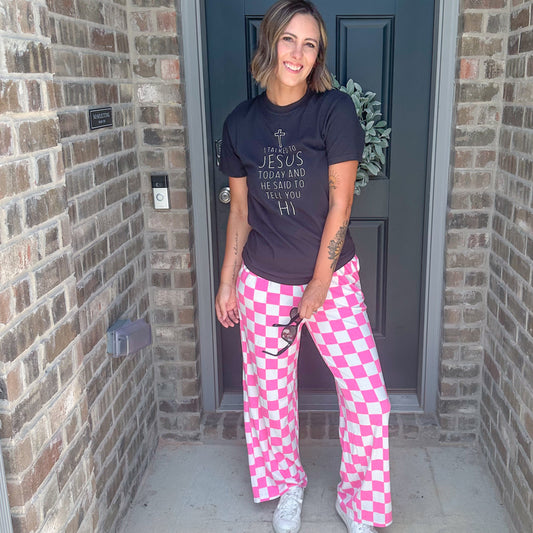 Vibe Check Wide Leg Pants: Pink Version