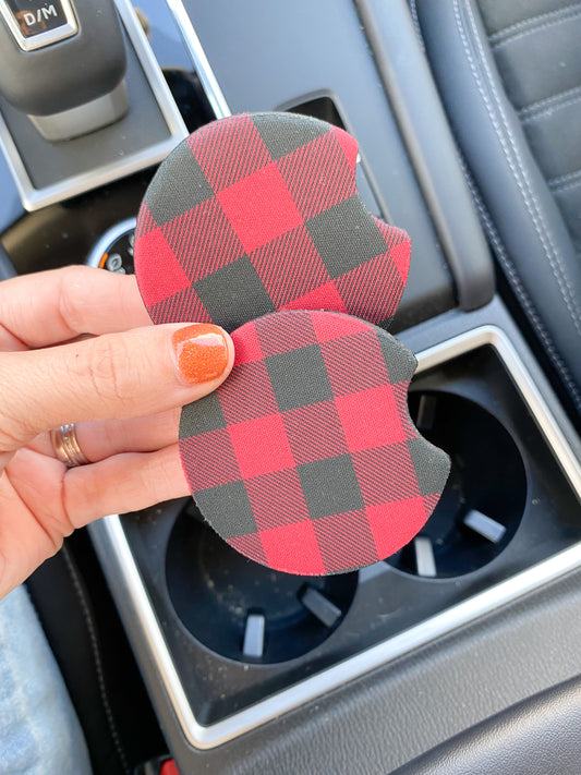 Red Buffalo Plaid Coaster Set