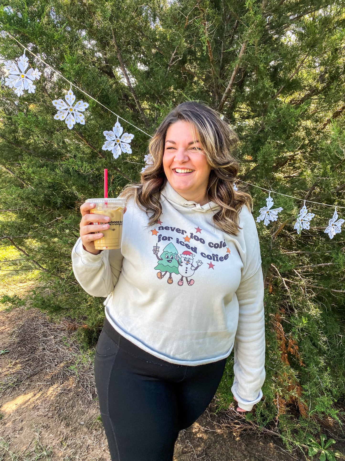 Never Too Cold For Iced Coffee Crop Hoodie